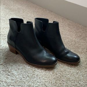 Black leather booties